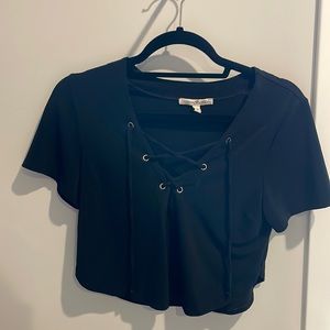 Cropped black v neck